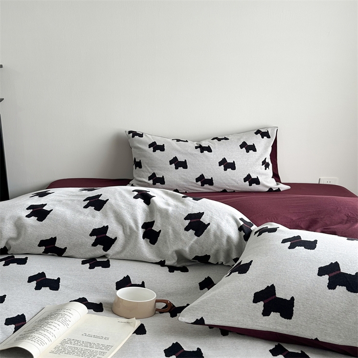 91家纺网 家纺一手货源 找家纺 梦可莱家居 2025秋冬新品全棉针织加厚提花四件套 布丁