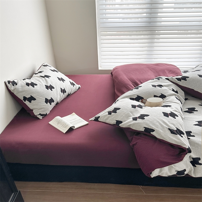 91家纺网 家纺一手货源 找家纺 梦可莱家居 2025秋冬新品全棉针织加厚提花四件套 布丁