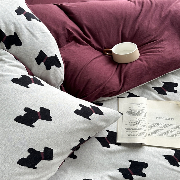 91家纺网 家纺一手货源 找家纺 梦可莱家居 2025秋冬新品全棉针织加厚提花四件套 布丁