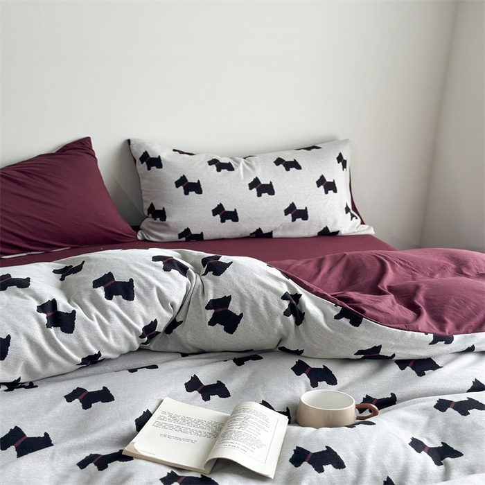 91家纺网 家纺一手货源 找家纺 梦可莱家居 2025秋冬新品全棉针织加厚提花四件套 布丁