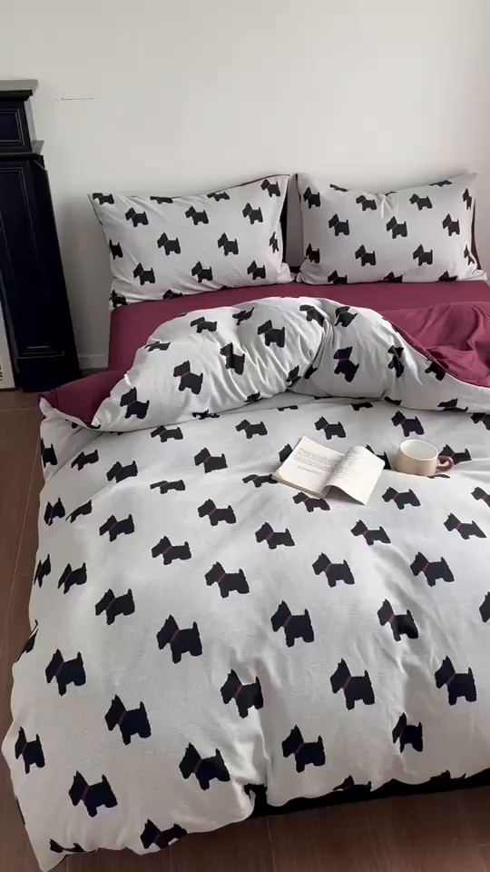 91家纺网 家纺一手货源 找家纺 梦可莱家居 2025秋冬新品全棉针织加厚提花四件套 布丁