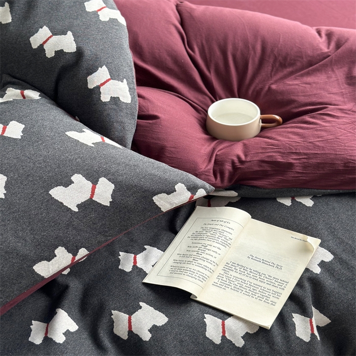 91家纺网 家纺一手货源 找家纺 梦可莱家居 2025秋冬新品全棉针织加厚提花四件套 布丁-灰