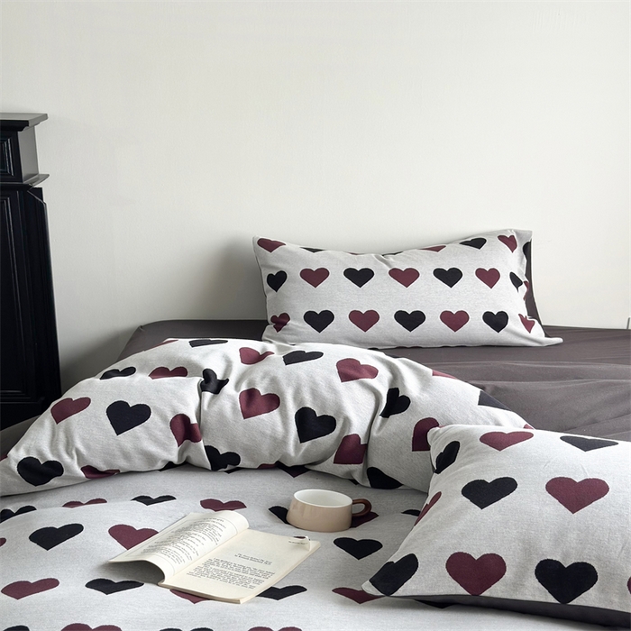 91家纺网 家纺一手货源 找家纺 梦可莱家居 2025秋冬新品全棉针织加厚提花四件套 简心