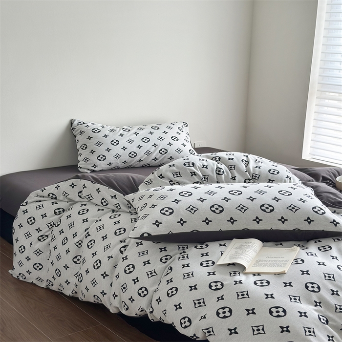 91家纺网 家纺一手货源 找家纺 梦可莱家居 2025秋冬新品全棉针织加厚提花四件套 路易