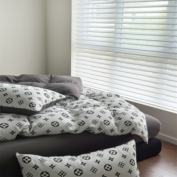 91家纺网 家纺一手货源 找家纺 梦可莱家居 2025秋冬新品全棉针织加厚提花四件套 路易