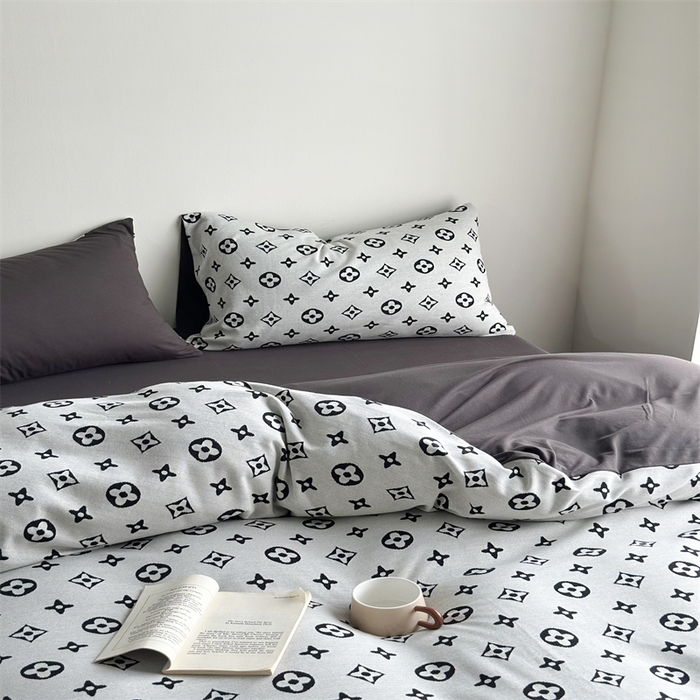 91家纺网 家纺一手货源 找家纺 梦可莱家居 2025秋冬新品全棉针织加厚提花四件套 路易