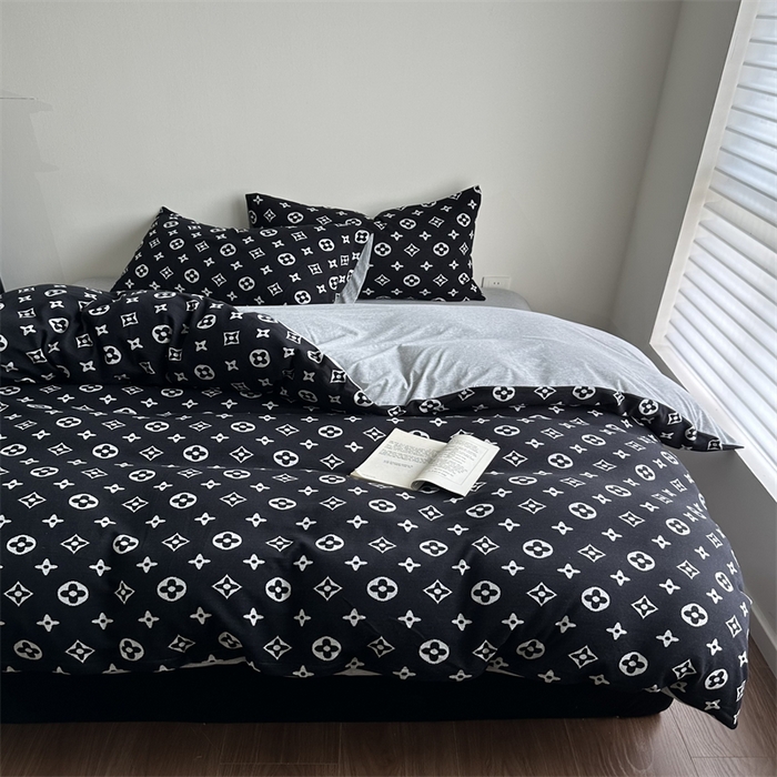 梦可莱家居 2025秋冬新品全棉针织加厚提花四件套 路易-黑