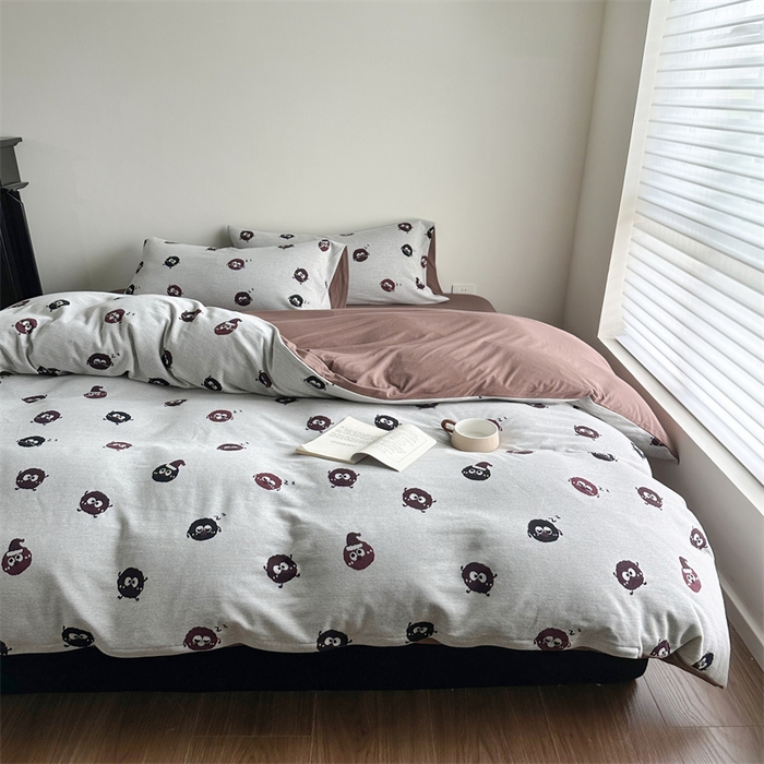 梦可莱家居 2025秋冬新品全棉针织加厚提花四件套 毛球