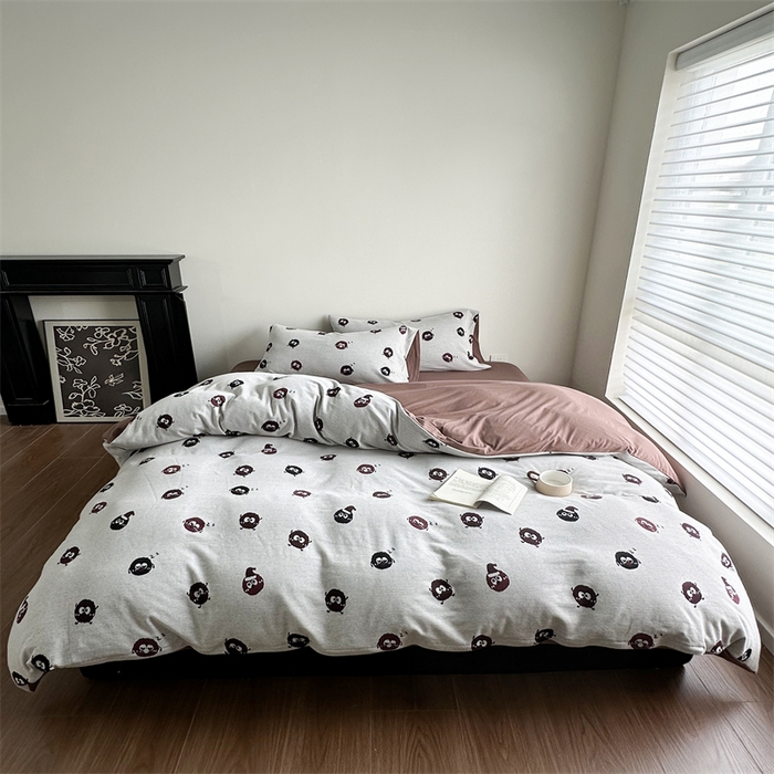 91家纺网 家纺一手货源 找家纺 梦可莱家居 2025秋冬新品全棉针织加厚提花四件套 毛球