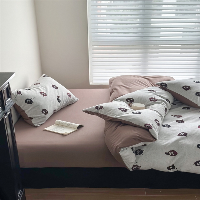 91家纺网 家纺一手货源 找家纺 梦可莱家居 2025秋冬新品全棉针织加厚提花四件套 毛球