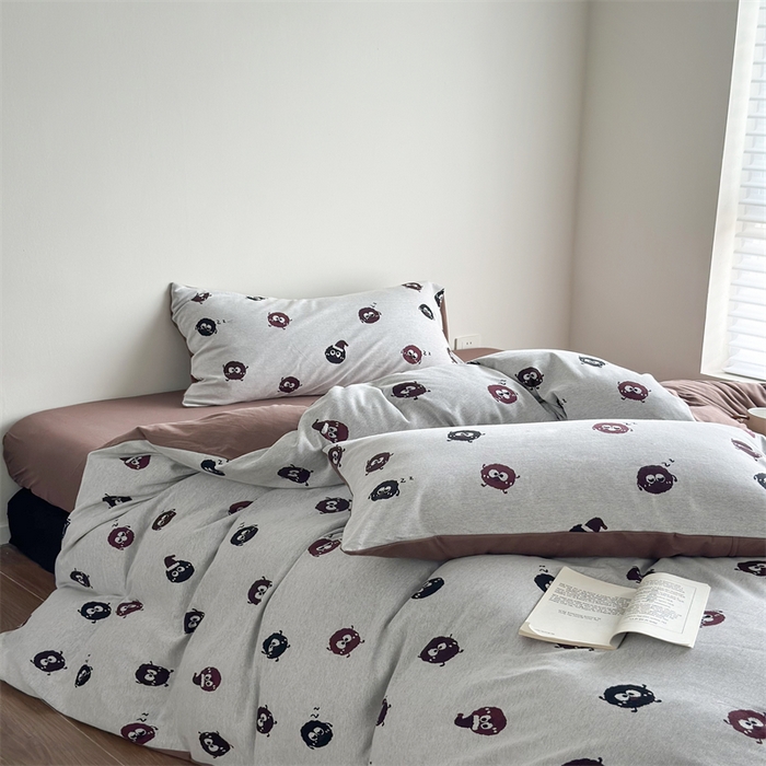 91家纺网 家纺一手货源 找家纺 梦可莱家居 2025秋冬新品全棉针织加厚提花四件套 毛球