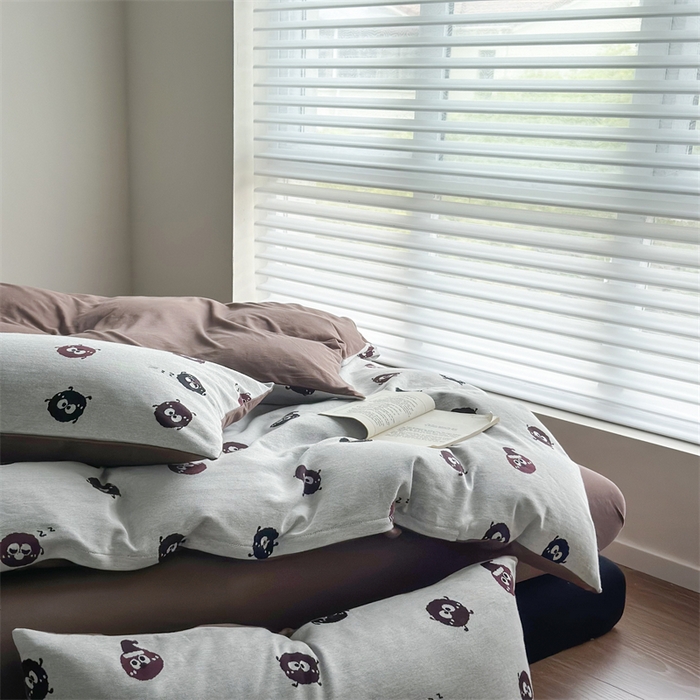 91家纺网 家纺一手货源 找家纺 梦可莱家居 2025秋冬新品全棉针织加厚提花四件套 毛球