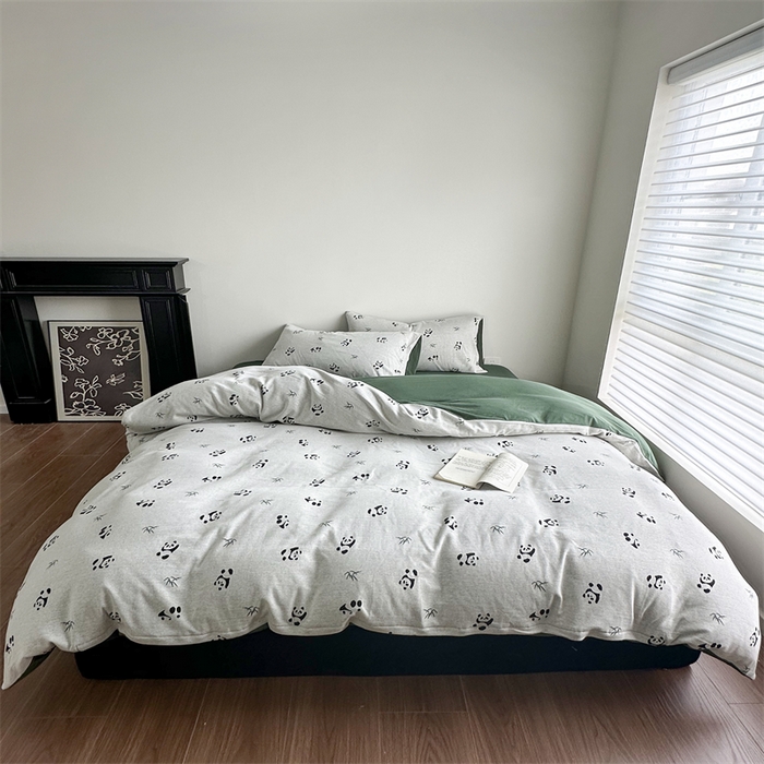 91家纺网 家纺一手货源 找家纺 梦可莱家居 2025秋冬新品全棉针织加厚提花四件套 胖达