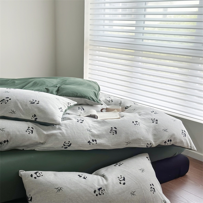 91家纺网 家纺一手货源 找家纺 梦可莱家居 2025秋冬新品全棉针织加厚提花四件套 胖达