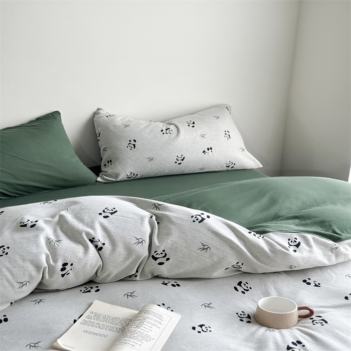 91家纺网 家纺一手货源 找家纺 梦可莱家居 2025秋冬新品全棉针织加厚提花四件套 胖达