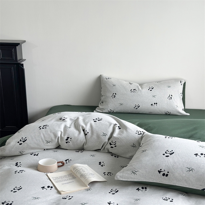 91家纺网 家纺一手货源 找家纺 梦可莱家居 2025秋冬新品全棉针织加厚提花四件套 胖达