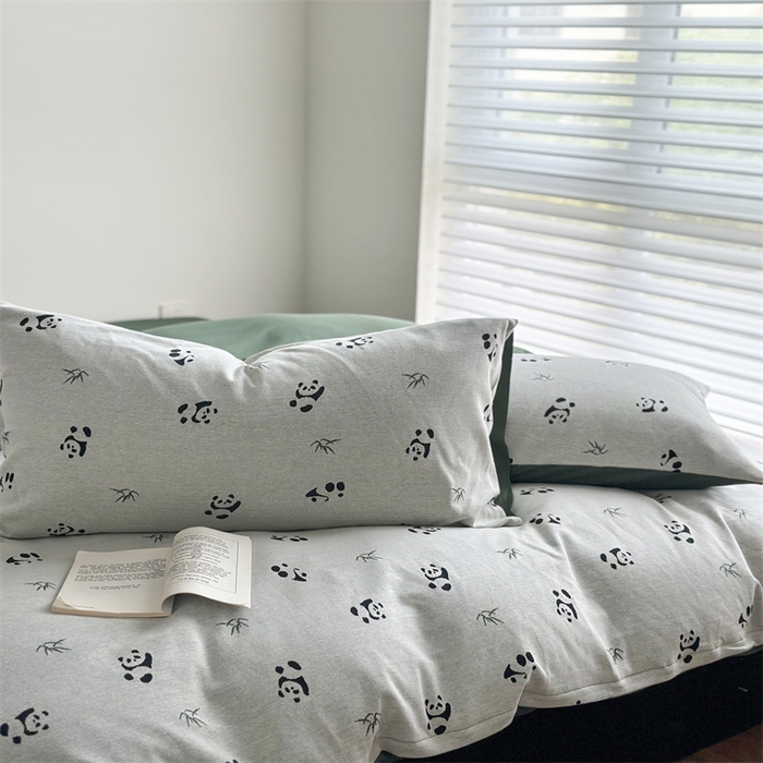 91家纺网 家纺一手货源 找家纺 梦可莱家居 2025秋冬新品全棉针织加厚提花四件套 胖达