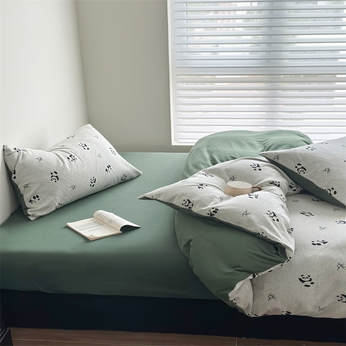 91家纺网 家纺一手货源 找家纺 梦可莱家居 2025秋冬新品全棉针织加厚提花四件套 胖达