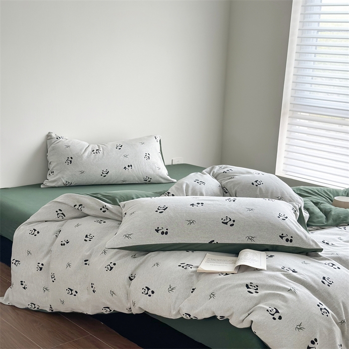 91家纺网 家纺一手货源 找家纺 梦可莱家居 2025秋冬新品全棉针织加厚提花四件套 胖达