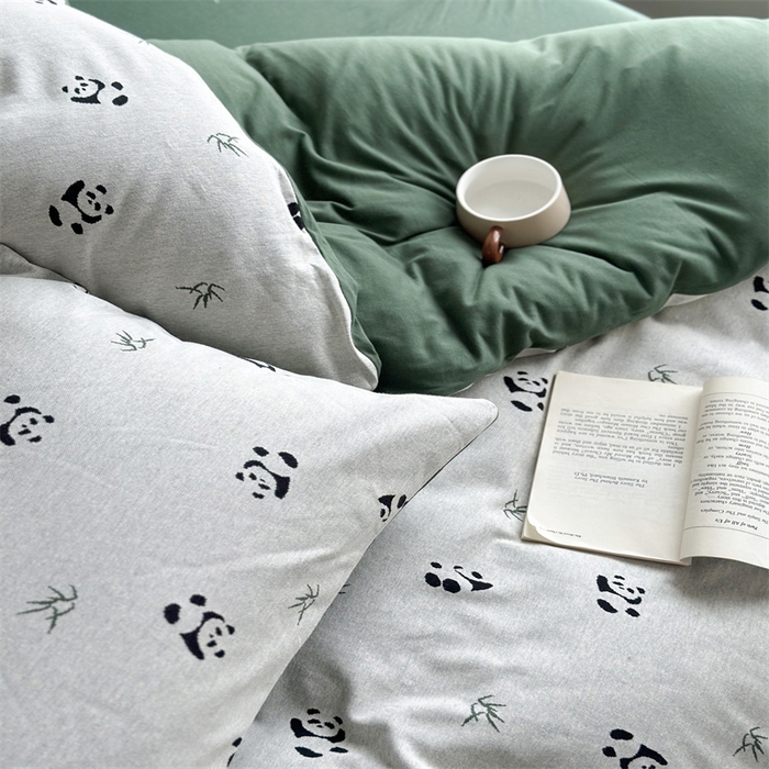 91家纺网 家纺一手货源 找家纺 梦可莱家居 2025秋冬新品全棉针织加厚提花四件套 胖达