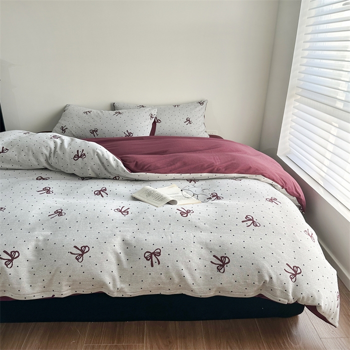 梦可莱家居 2025秋冬新品全棉针织加厚提花四件套 甜心