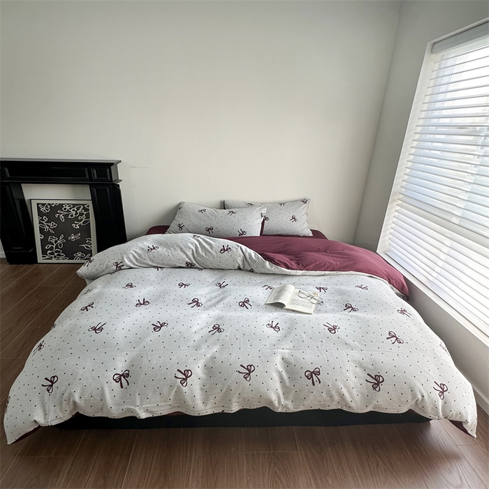 91家纺网 家纺一手货源 找家纺 梦可莱家居 2025秋冬新品全棉针织加厚提花四件套 甜心