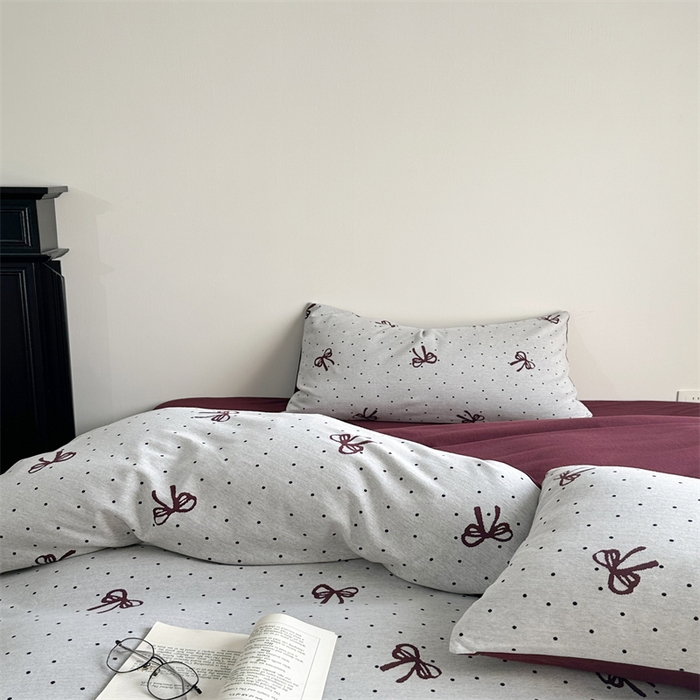 91家纺网 家纺一手货源 找家纺 梦可莱家居 2025秋冬新品全棉针织加厚提花四件套 甜心