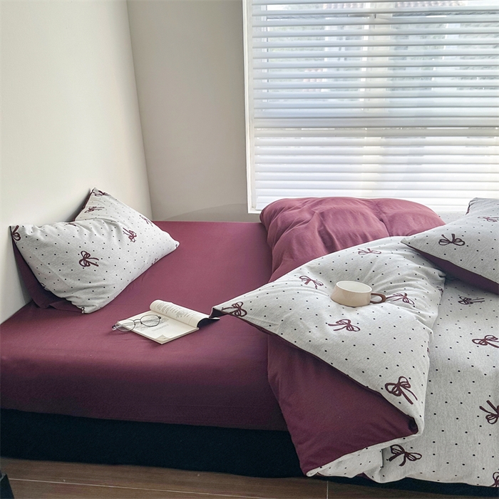 91家纺网 家纺一手货源 找家纺 梦可莱家居 2025秋冬新品全棉针织加厚提花四件套 甜心