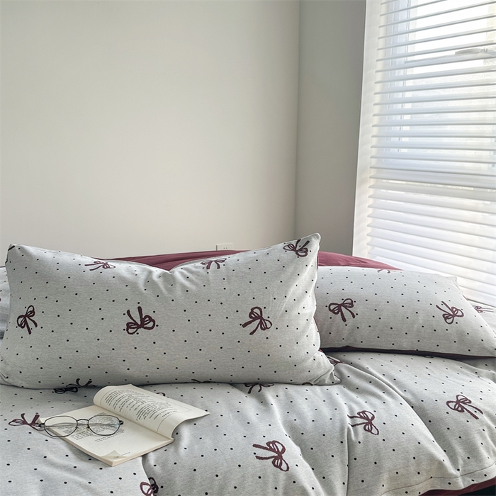 91家纺网 家纺一手货源 找家纺 梦可莱家居 2025秋冬新品全棉针织加厚提花四件套 甜心