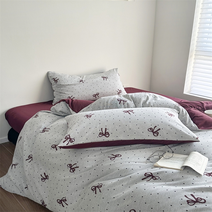 91家纺网 家纺一手货源 找家纺 梦可莱家居 2025秋冬新品全棉针织加厚提花四件套 甜心