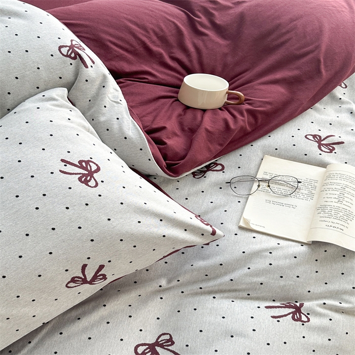 91家纺网 家纺一手货源 找家纺 梦可莱家居 2025秋冬新品全棉针织加厚提花四件套 甜心