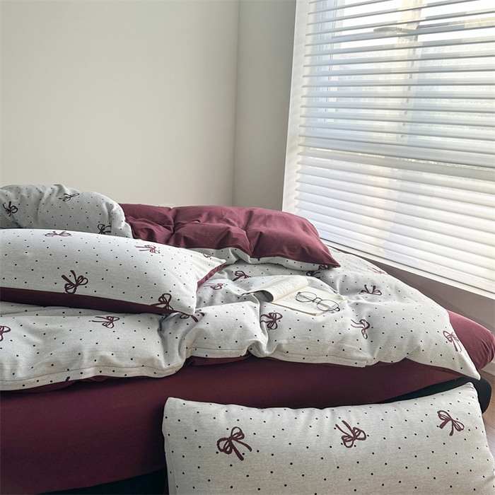 91家纺网 家纺一手货源 找家纺 梦可莱家居 2025秋冬新品全棉针织加厚提花四件套 甜心