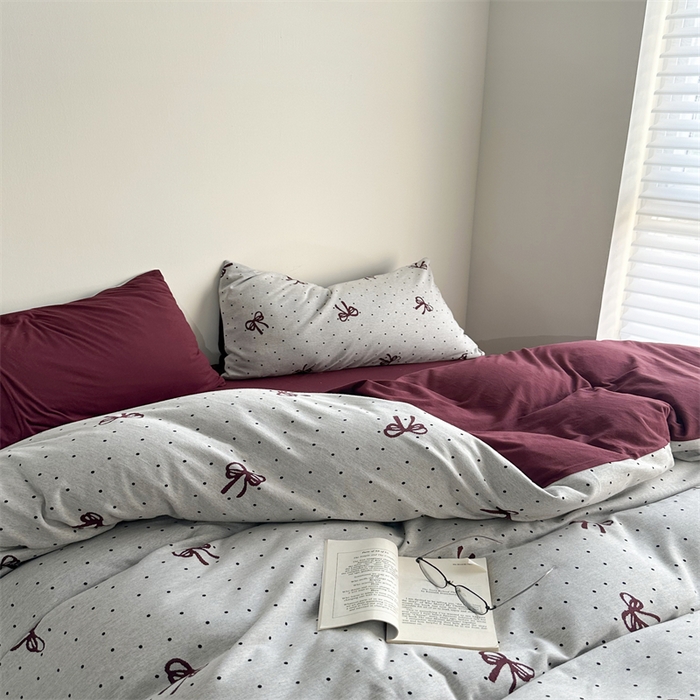 91家纺网 家纺一手货源 找家纺 梦可莱家居 2025秋冬新品全棉针织加厚提花四件套 甜心