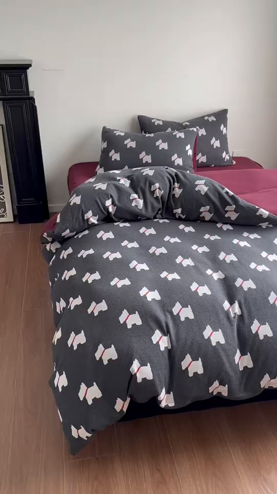 91家纺网 家纺一手货源 找家纺 （总）梦可莱家居 2025秋冬新品全棉针织加厚提花四件套