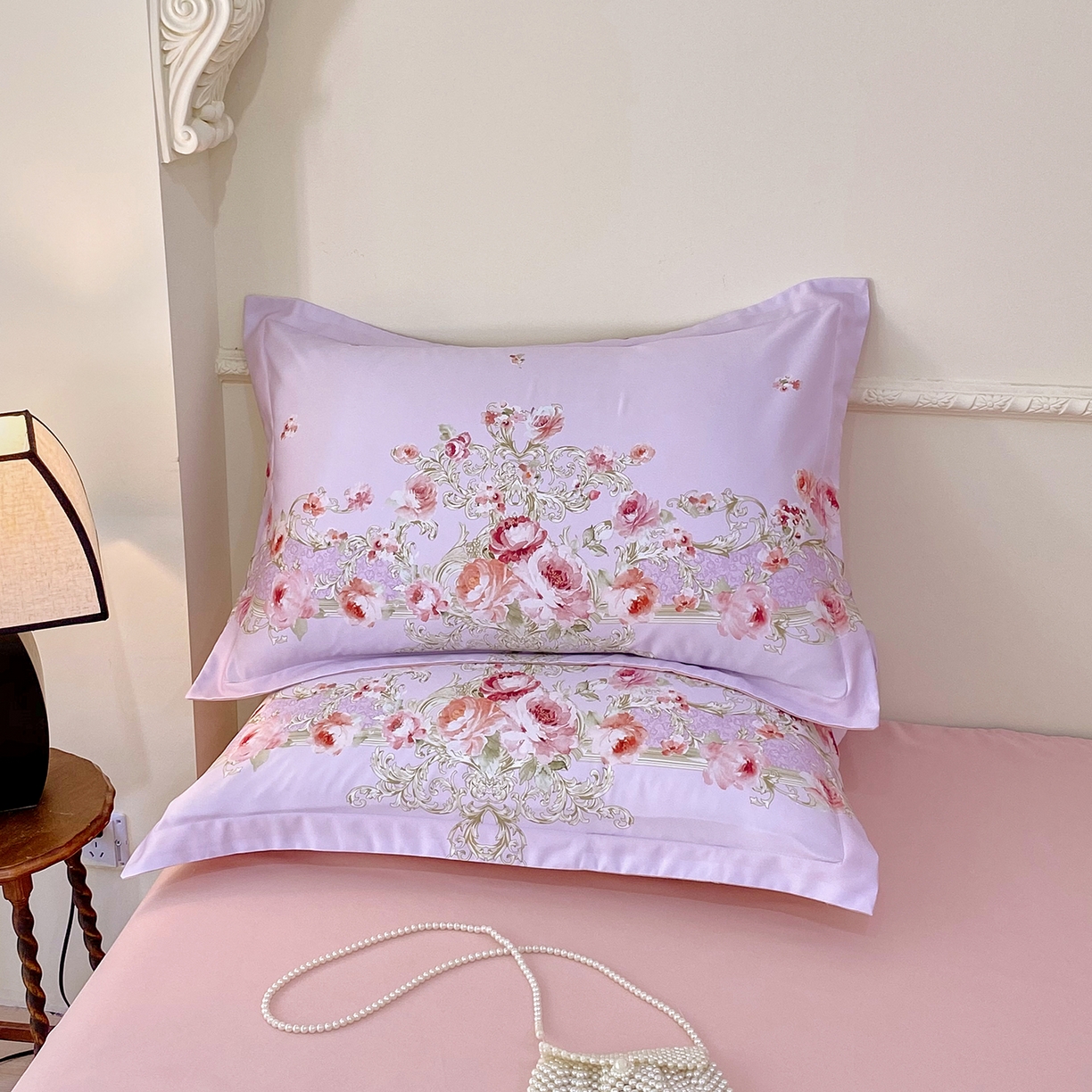 91家纺网 家纺一手货源 找家纺 大麦乐田 2025新款 直播爆款细斜纹磨毛数码印花四件套 诺曼庄园 紫