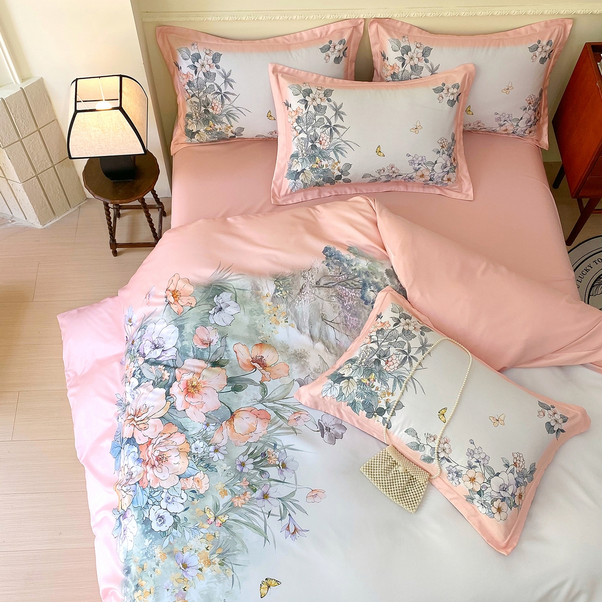 91家纺网 家纺一手货源 找家纺 （总）大麦乐田 2025新款 直播爆款细斜纹磨毛数码印花四件套