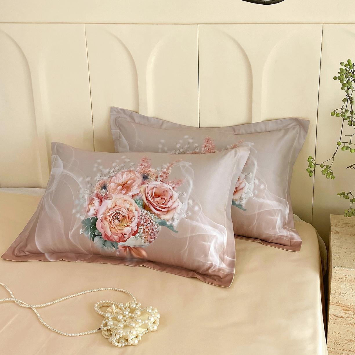 91家纺网 家纺一手货源 找家纺 大麦乐田 2025新款 直播爆款细斜纹磨毛数码印花四件套 月光之梦 卡其