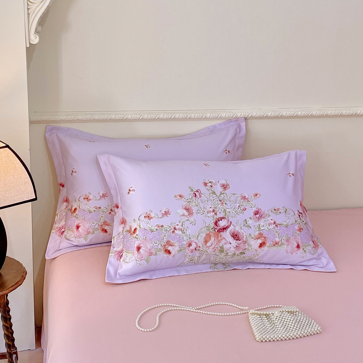 91家纺网 家纺一手货源 找家纺 大麦乐田 2025新款 直播爆款细斜纹磨毛数码印花四件套 诺曼庄园 紫