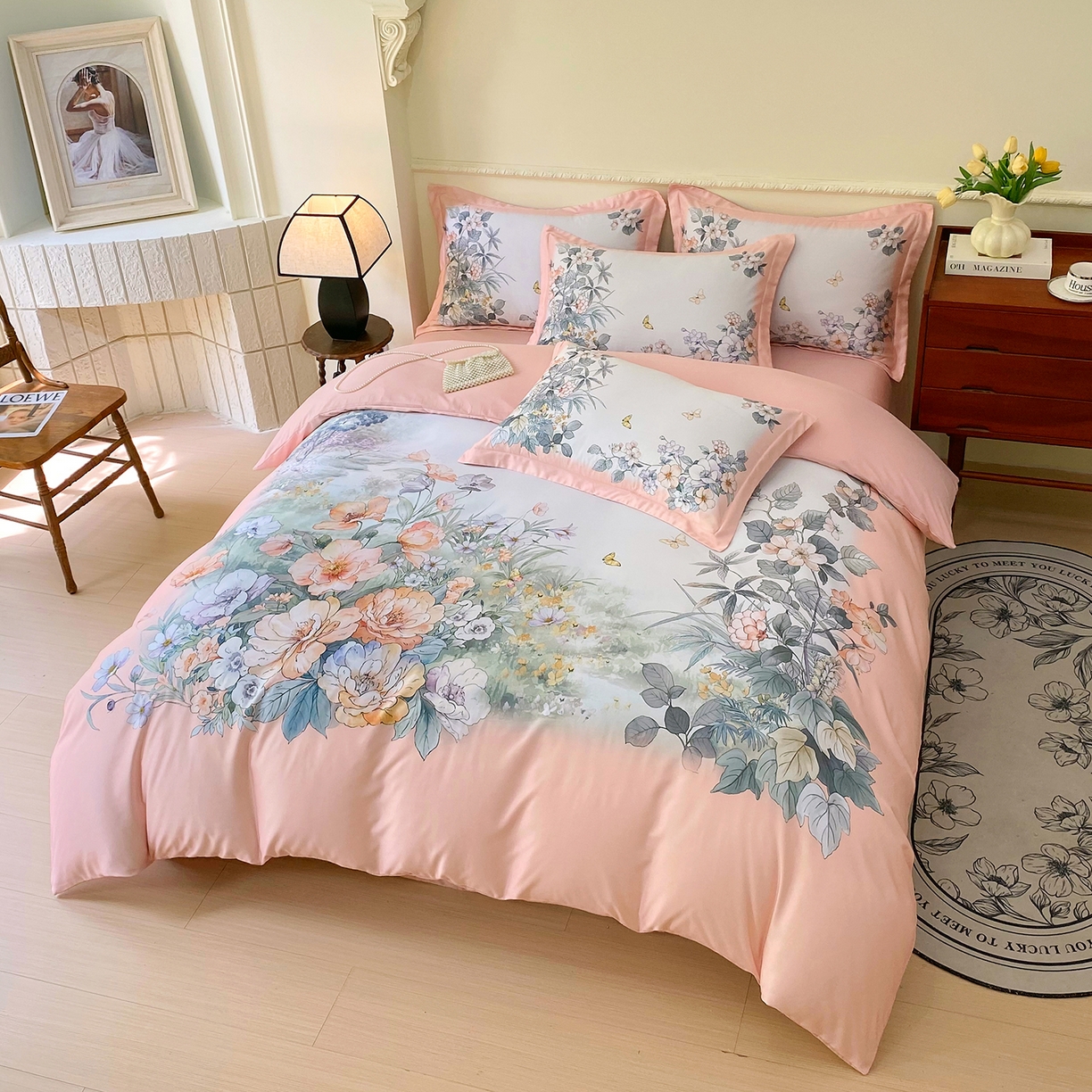 91家纺网 家纺一手货源 找家纺 （总）大麦乐田 2025新款 直播爆款细斜纹磨毛数码印花四件套