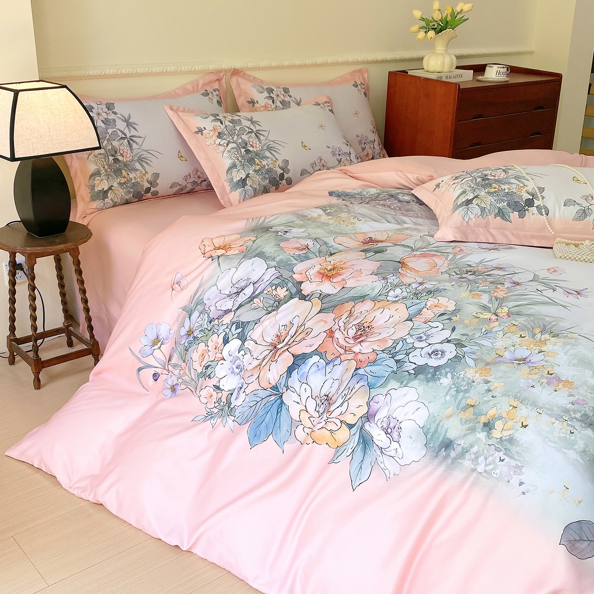 91家纺网 家纺一手货源 找家纺 （总）大麦乐田 2025新款 直播爆款细斜纹磨毛数码印花四件套