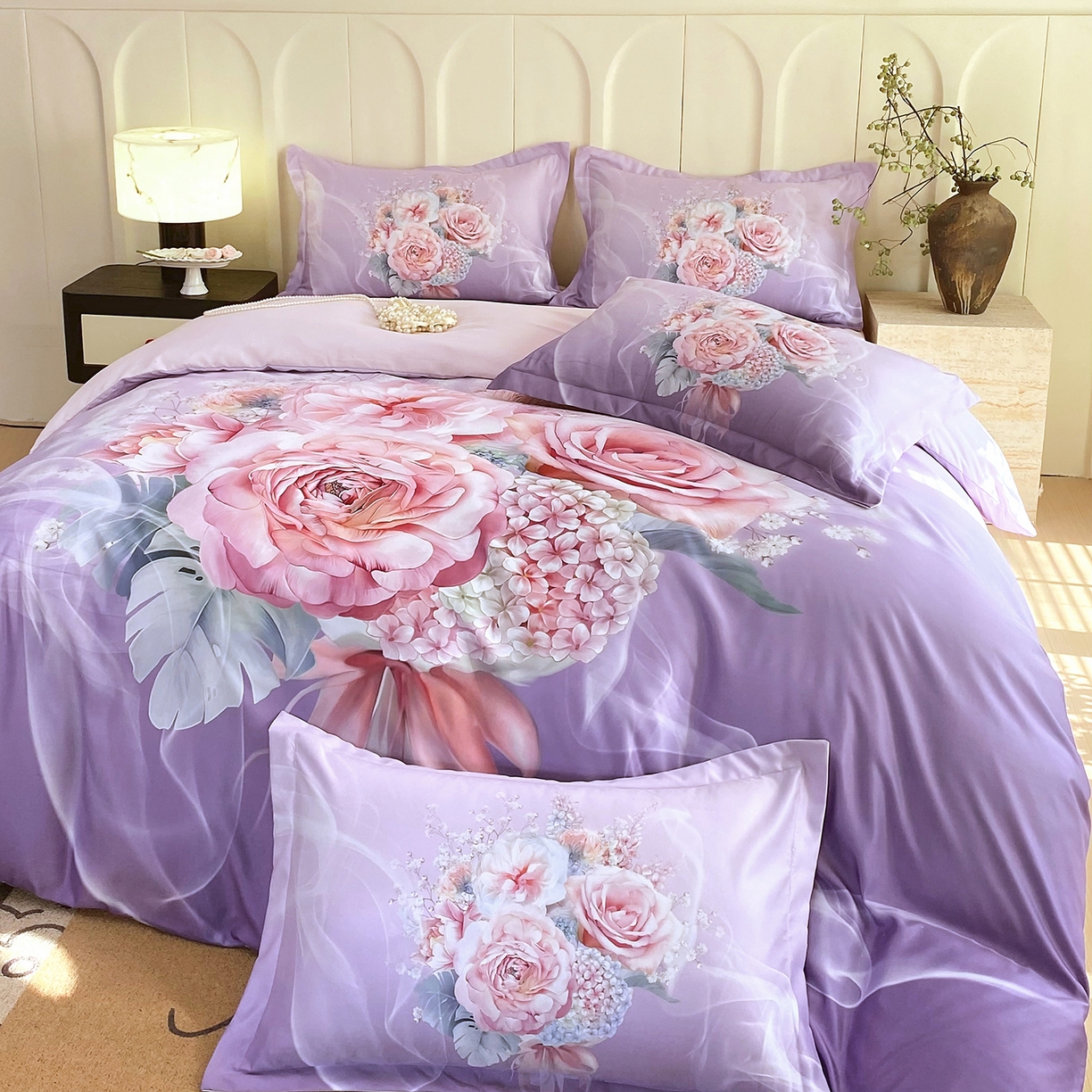 91家纺网 家纺一手货源 找家纺 （总）大麦乐田 2025新款 直播爆款细斜纹磨毛数码印花四件套