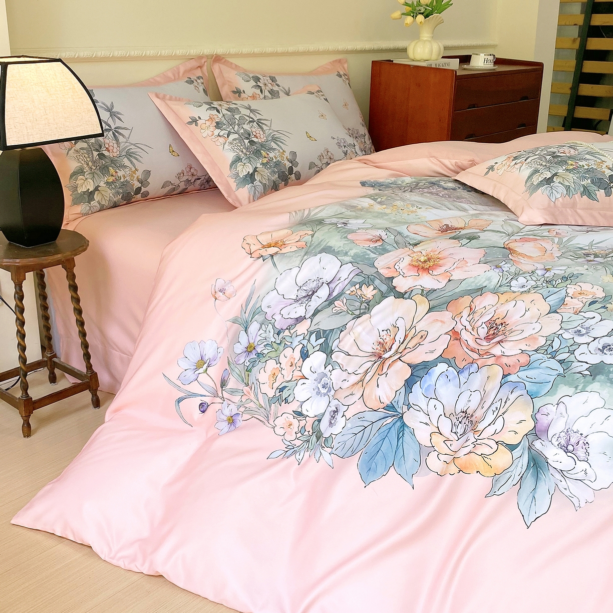 91家纺网 家纺一手货源 找家纺 （总）大麦乐田 2025新款 直播爆款细斜纹磨毛数码印花四件套