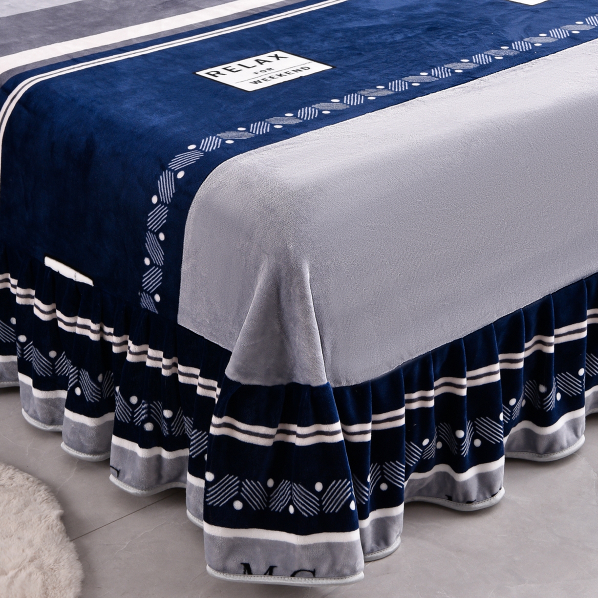 91家纺网 家纺一手货源 找家纺 启扬 2025直播爆款新款8.5斤加厚高克重牛奶绒四件套床裙款法莱绒宝宝绒金貂绒 安格斯