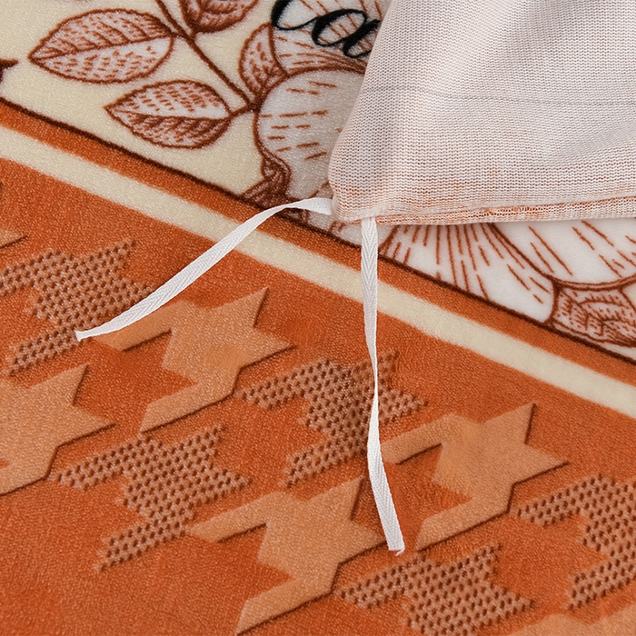 91家纺网 家纺一手货源 找家纺 启扬 2025直播爆款新款8.5斤加厚高克重牛奶绒四件套床裙款法莱绒宝宝绒金貂绒 心想事橙