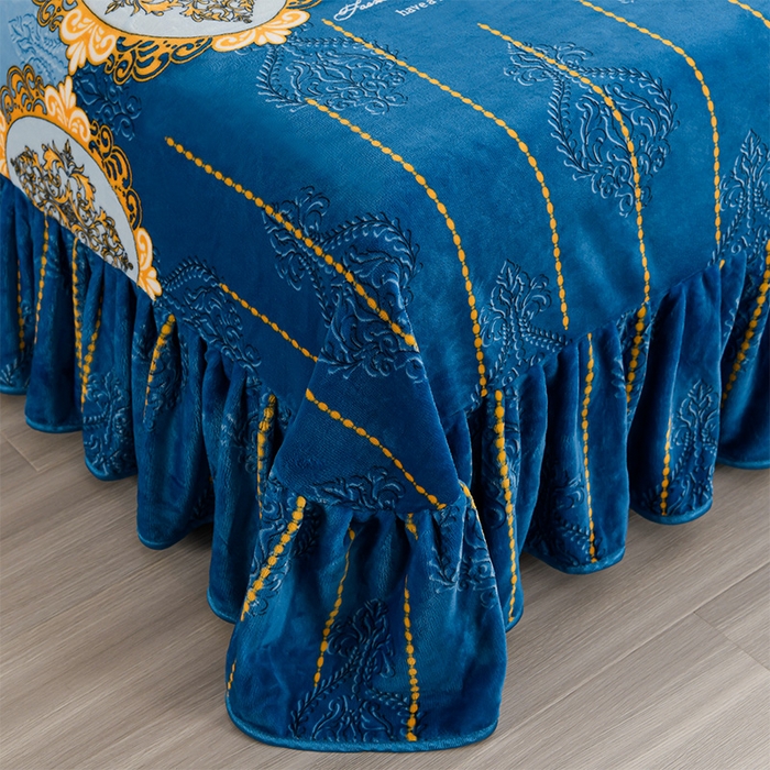 91家纺网 家纺一手货源 找家纺 启扬 2025直播爆款新款8.5斤加厚高克重牛奶绒四件套床裙款法莱绒宝宝绒金貂绒 经典生活