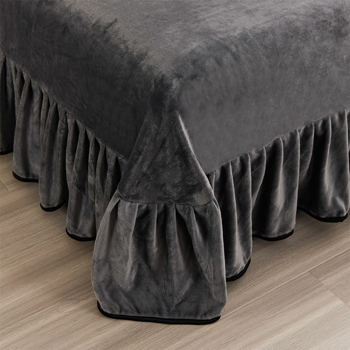 91家纺网 家纺一手货源 找家纺 启扬 2025直播爆款新款8.5斤加厚高克重牛奶绒四件套床裙款法莱绒宝宝绒金貂绒 简约格调