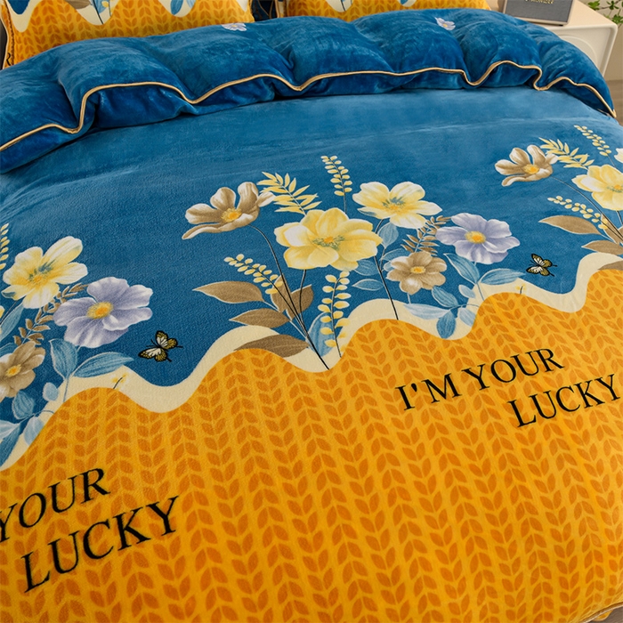 91家纺网 家纺一手货源 找家纺 启扬 2025直播爆款新款8.5斤加厚高克重牛奶绒四件套床裙款法莱绒宝宝绒金貂绒 花枝招展