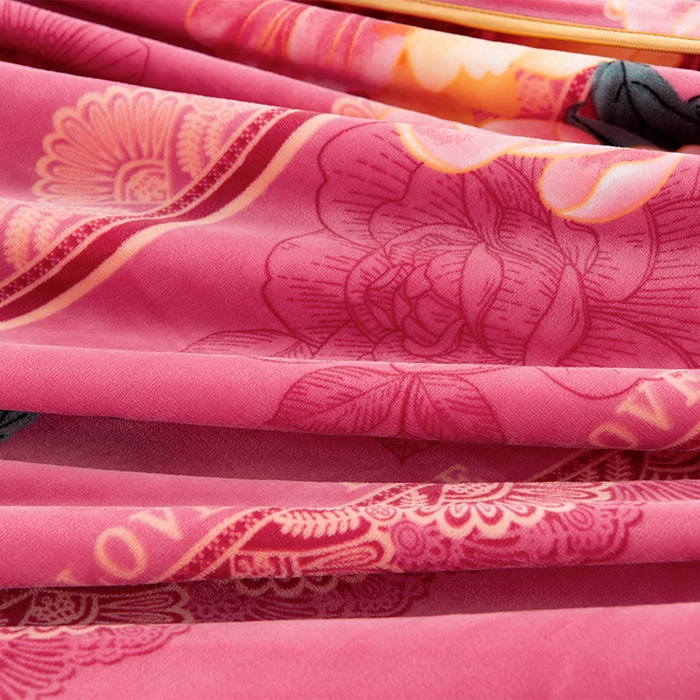 91家纺网 家纺一手货源 找家纺 启扬 2025直播爆款新款8.5斤加厚高克重牛奶绒四件套床裙款法莱绒宝宝绒金貂绒 国色天香