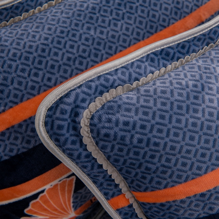 91家纺网 家纺一手货源 找家纺 启扬 2025直播爆款新款8.5斤加厚高克重牛奶绒四件套床裙款法莱绒宝宝绒金貂绒 浅夏时光