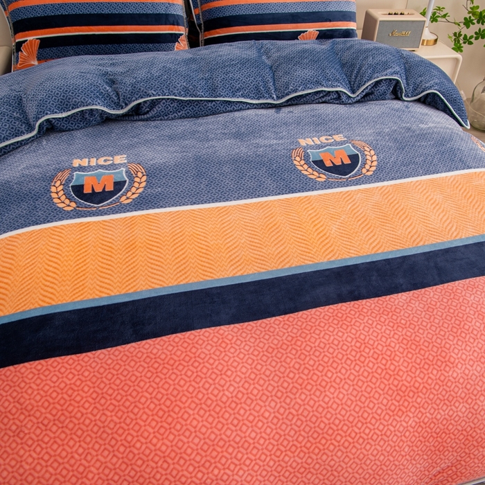 91家纺网 家纺一手货源 找家纺 启扬 2025直播爆款新款8.5斤加厚高克重牛奶绒四件套床裙款法莱绒宝宝绒金貂绒 浅夏时光